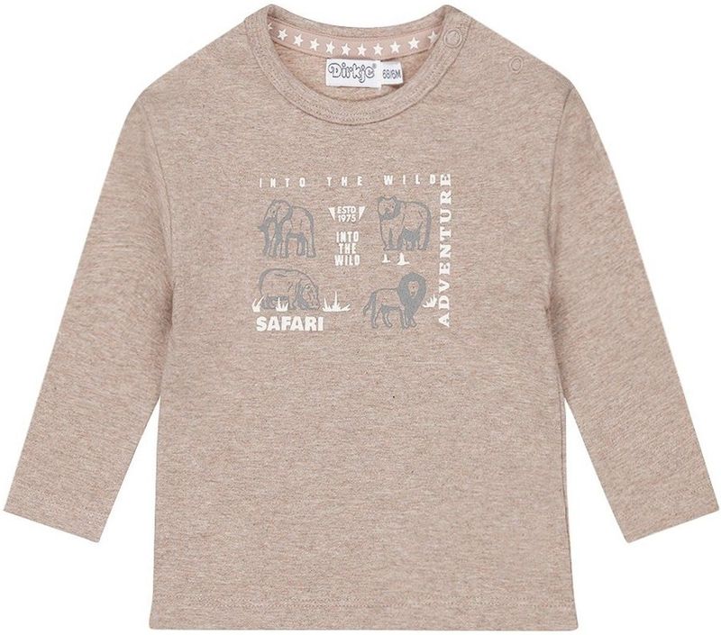 Dirkje - T-Shirt LS - Faded Brown - Safari-print