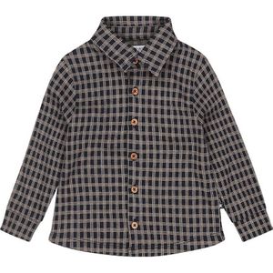 Dirkje - Overhemd - Donkerblauw en Bruin - Lange Mouwen - Ruitprint
