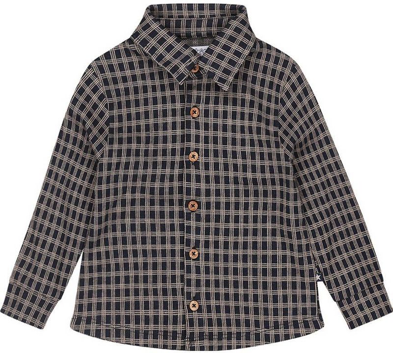 Dirkje - Overhemd - Donkerblauw en Bruin - Lange Mouwen - Ruitprint