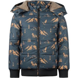 Koko Noko - Jongens Jas - Steel Blue - Gewatteerd - Met Capuchon