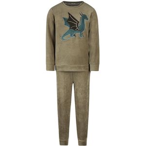 Charlie Choe - Velours Pyjama - Groen - Draak - Warme Winter Kinder Pyjama