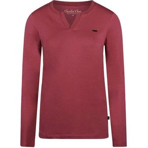 Charlie Choe - Pyjamatop - Koraalrood - Dames - Lange Mouwen - V-hals