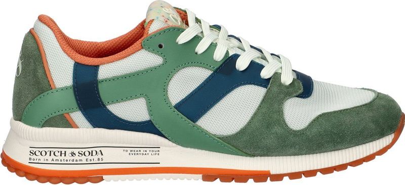 Scotch & Soda - Vivex - Heren Sneaker - Groen Multi - Suède en Nylon