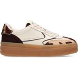 Scotch & Soda - Minny - Leren Sneakers - Wit/Bruin