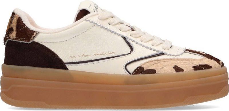 Scotch & Soda - Minny - Leren Sneakers - Wit/Bruin