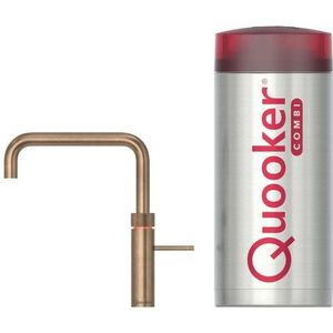 Quooker Fusion Square kokendwaterkraan - draaibare uitloop - Combi reservoir - Warm / kokend water - Messing Patina (Goud) 22FSPTN