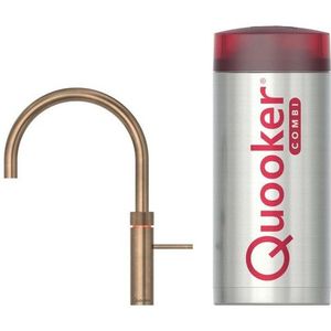 Quooker Fusion Round kokendwaterkraan - draaibare uitloop - Combi+ reservoir - Warm / kokend water - Messing Patina (Goud) 22+FRPTN