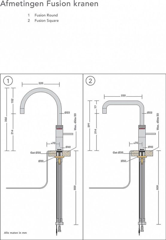 Quooker - Fusion Round - Kookkraan - Rosé Koper - Combi Reservoir