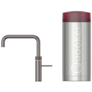 Quooker Fusion Square kokendwaterkraan - draaibare uitloop - Combi+ reservoir - Warm / kokend water - Gun metal 22+FSGME