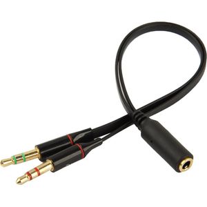 AUX 3.5 mm (female) naar DUAL AUX (male) adapter - Audio kabel splitter - Zwart - Provium
