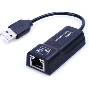 USB 2.0 Ethernet adapter kabel - internet adapter connector - RJ45 - 15CM - Zwart - Provium