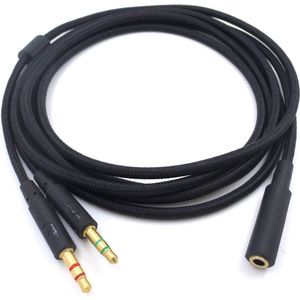 2M AUX 3.5 mm (female) naar DUAL AUX (male) adapter kabel audio splitter - Zwart - Provium