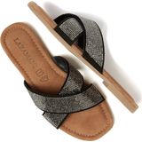 Lazamani - Lexi Suede Dames Slippers Pewter