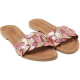 Lazamani - Mona Leren Dames Slippers Rose
