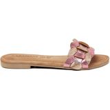 Lazamani - Mona Leren Dames Slippers Rose
