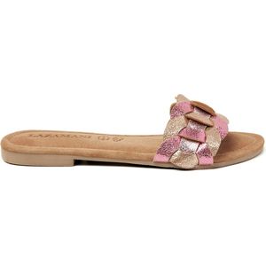Lazamani - Mona Leren Dames Slippers Rose