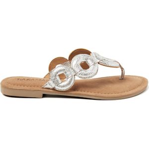Lazamani - Juliet Leren Dames Slippers Silver - Maat 39
