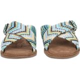 Lazamani - Mia Raffia - Slippers - Blue - Raffia - Zacht Voetbed