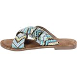 Lazamani - Mia Raffia - Slippers - Blue - Raffia - Zacht Voetbed