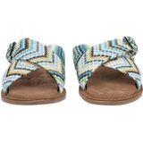 Lazamani - Mia Raffia - Slippers - Blue - Raffia - Zacht Voetbed