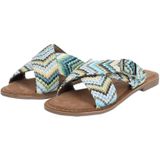 Lazamani - Mia Raffia - Slippers - Blue - Raffia - Zacht Voetbed