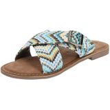 Lazamani - Mia Raffia - Slippers - Blue - Raffia - Zacht Voetbed