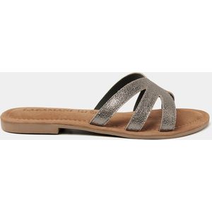 Lazamani - Nina Leren Dames Slippers Pewter
