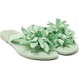 Lazamani - Daisy Leren Dames Slippers Green