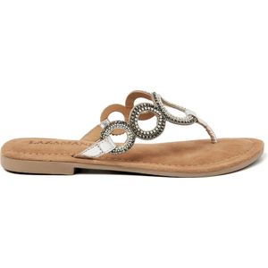 Lazamani Arielle Leren Dames Slippers Silver