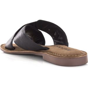 Lazamani - Leren mules black met gekruis