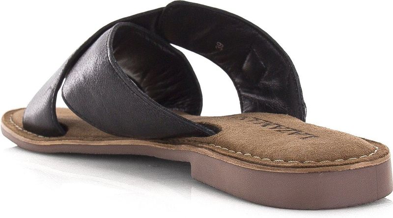 Lazamani - Leren mules black met gekruis