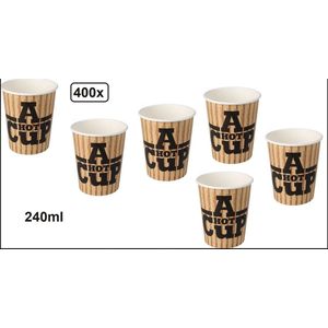 400x Big Koffiebeker A Hot Cup 240ml - Koffie thee chocomel soep latte warme drank water beker karton