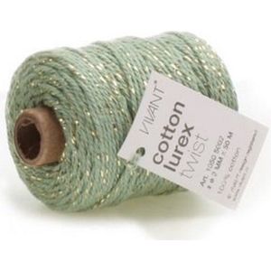 Cotton Cord Lurex Twist Katoen touw 50 meter licht olijf / goud ø2mm