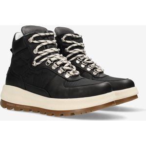 Shabbies Amsterdam Women SHS1329 Midtop Sneaker Leather Combi Black-Schoenmaat 41