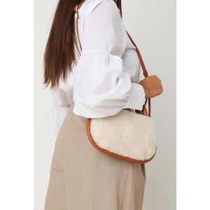 Fred De La Bretoniere Crossbody Tas Elle Off White/Cognac - Maat ONESIZE