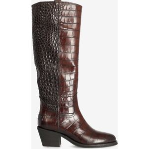 Shabbies, Schoenen, Dames, Bruin, 38 EU, Leer, Bruine Krokodillenprint Kuitlaarzen