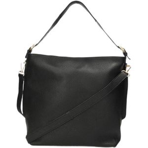 Fred De La Bretoniere Grote Crossbodytas / Schoudertas Dames - Leer - Dee - Zwart