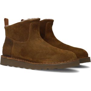 Shabbies - Palissa Ankle Boot - Enkellaarsjes - Bruin - Suède - Faux Fur Voering