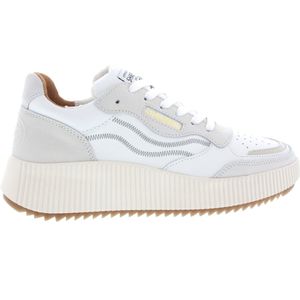 Shabbies Amsterdam - Chavi Ziggi Sneaker - Wit Beige - Leer