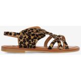 Shabbies Amsterdam - Angel Cross Sandal - Leopard Pony - Black Cognac - Leer