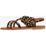 Shabbies Amsterdam - Angel Cross Sandal - Leopard Pony - Black Cognac - Leer
