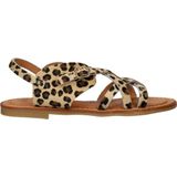 Shabbies Amsterdam - Angel Cross Sandal - Leopard Pony - Black Cognac - Leer