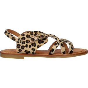 Shabbies Amsterdam - Angel Cross Sandal - Leopard Pony - Black Cognac - Leer