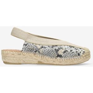 Shabbies Amsterdam Palma Ki Sling - Leren Espadrilles - Slangenprint Beige/Zwart