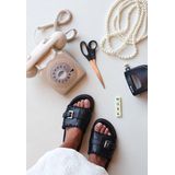 Fred de la Bretoniere Slippers - Dames - Leer met Weefwerk en Gesp