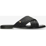 Fred de la Bretoniere Women Ero Cross Slipper Woven Leather Black-Schoenmaat 40