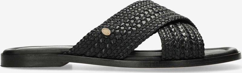Fred de la Bretoniere Women Ero Cross Slipper Woven Leather Black-Schoenmaat 40