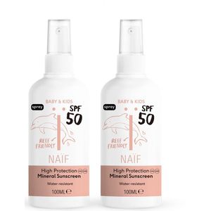 Naïf - Zonnebrand Spray Voordeelset - Baby's & Kinderen - SPF50 - met Natuurlijke Ingrediënten - 2x100ml