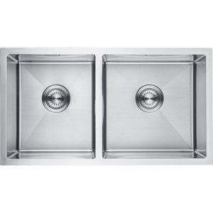 LOMAZOO Windsor RVS Keuken Spoelbak & Wasbak - Dubbele Gootsteen - Duurzaam en Onderhoudsvriendelijk - Inclusief Accessoires - 81 x 45 cm