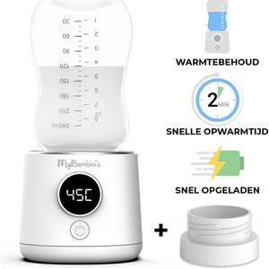 MyBambini's Flessenwarmer MAX™ - Draagbare Baby Flessenwarmer voor Onderweg - Wit - Geschikt voor Dr. Brown's (brede hals), Suavinex & J Bimbi